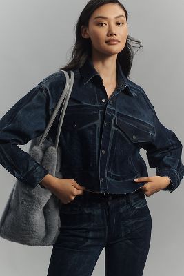 Pilcro Washed Cropped Denim Jacket In Blue