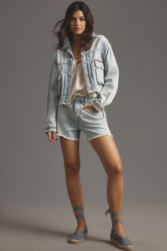 Scotch & Soda Embroidered Cropped Denim Jacket | Anthropologie