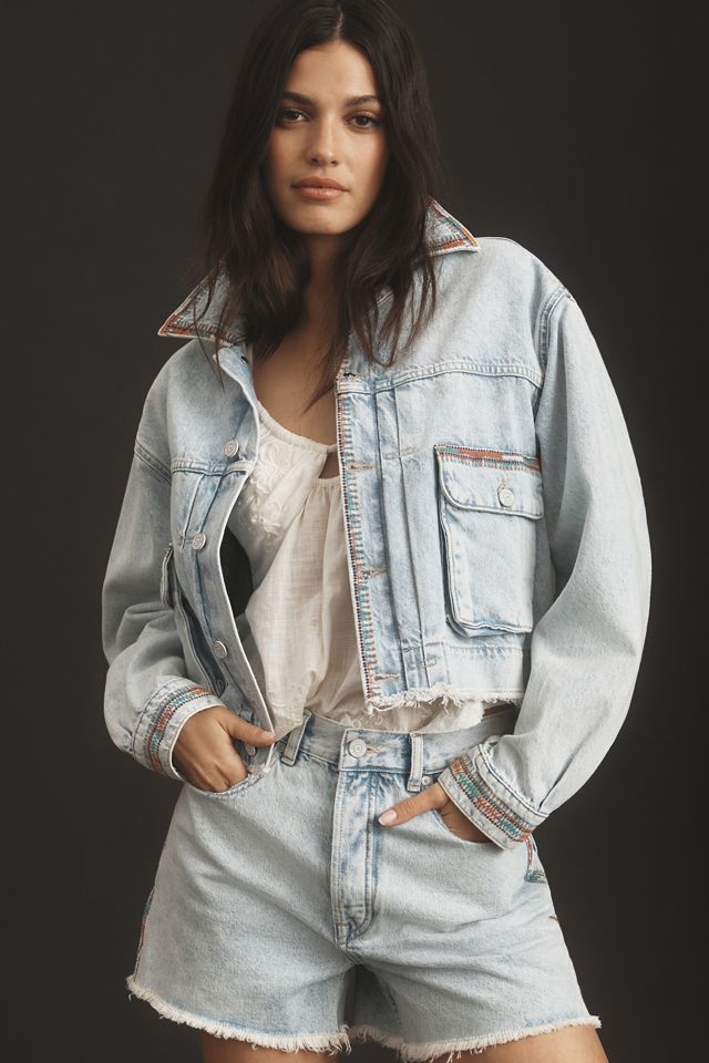 Scotch & Soda Embroidered Cropped Denim Jacket | Anthropologie