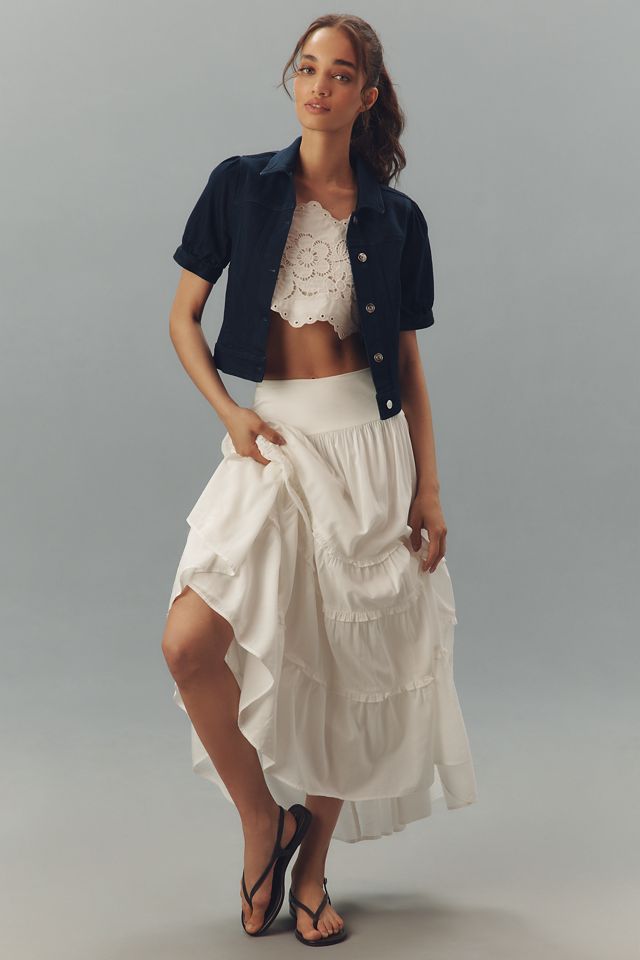 Maeve Crop Puff-Sleeve Denim Jacket #2