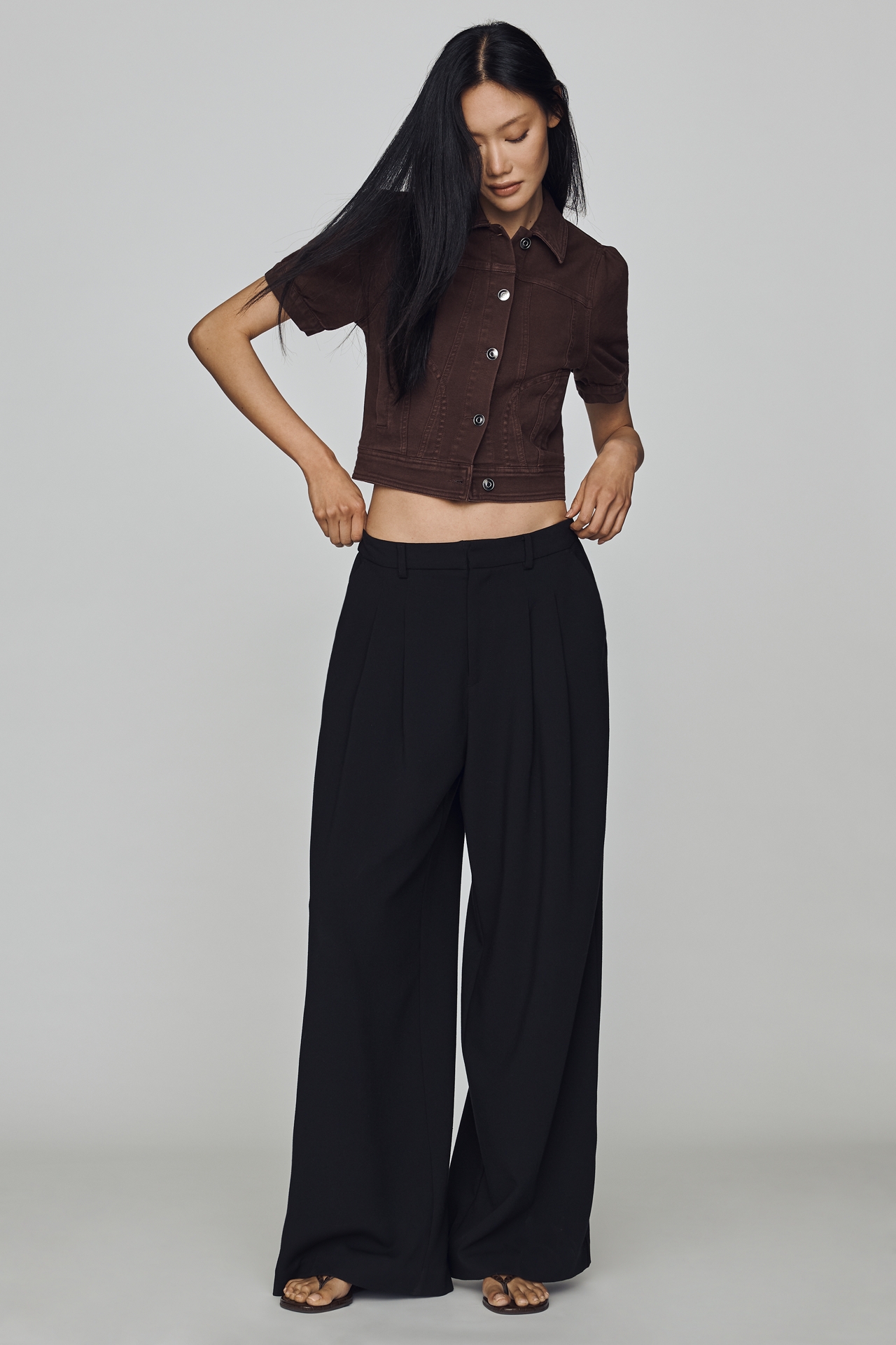 Maeve Puff-Sleeve Crop Denim Jacket
