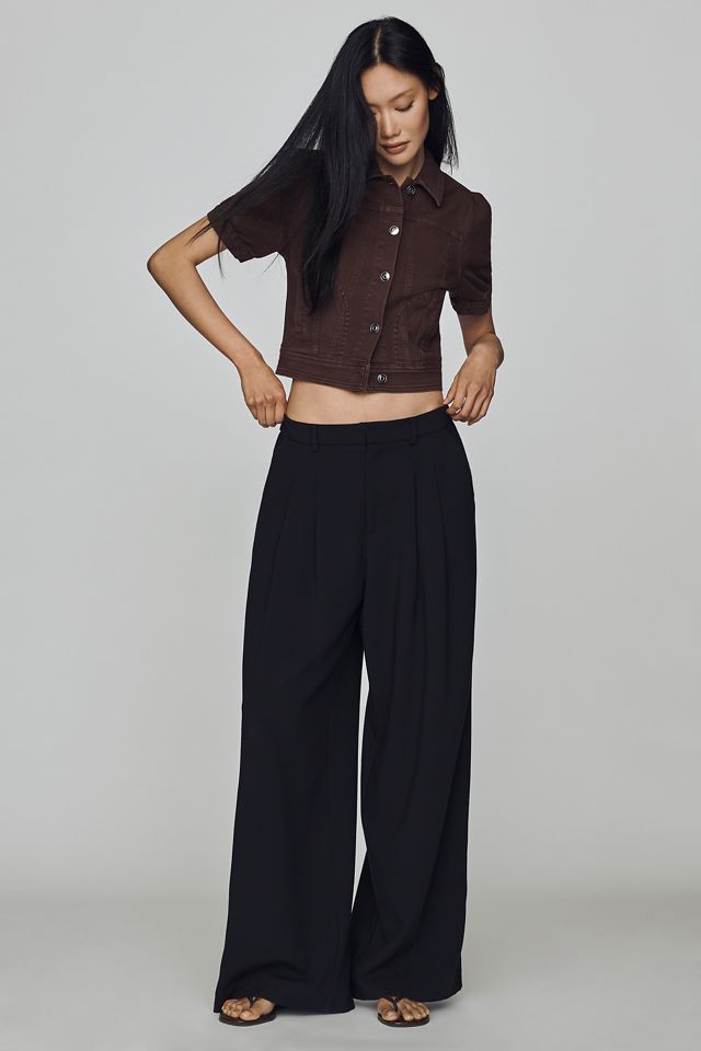 Maeve Puff-Sleeve Crop Denim Jacket #2