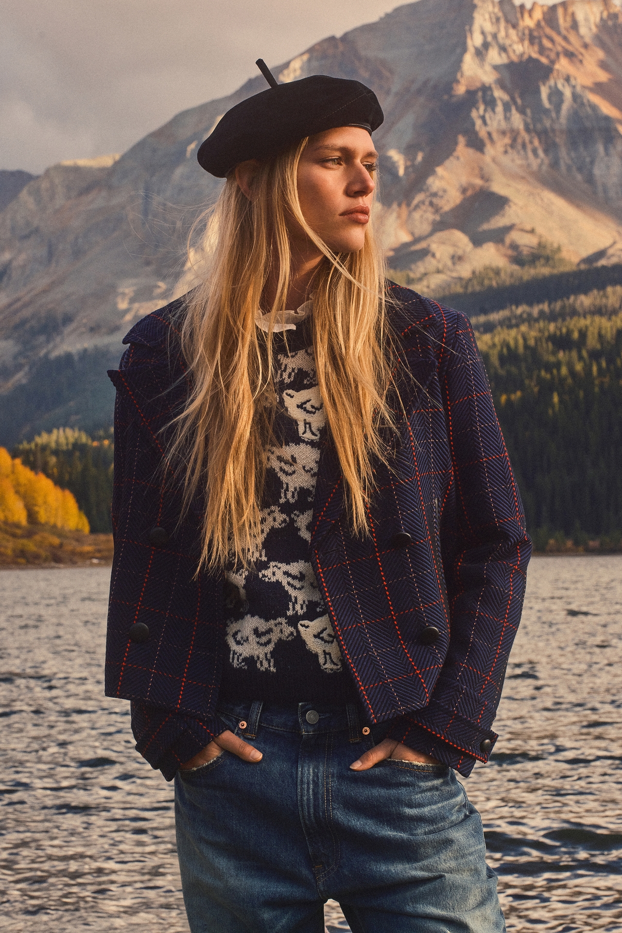 @merricksart x Maeve Plaid Crop Blazer