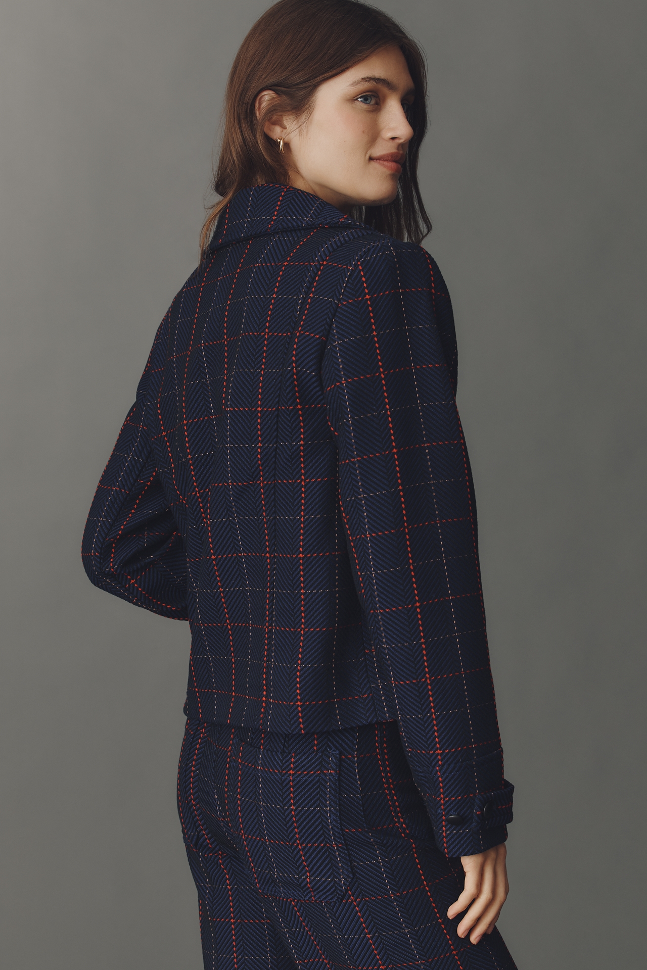 @merricksart x Maeve Plaid Crop Blazer