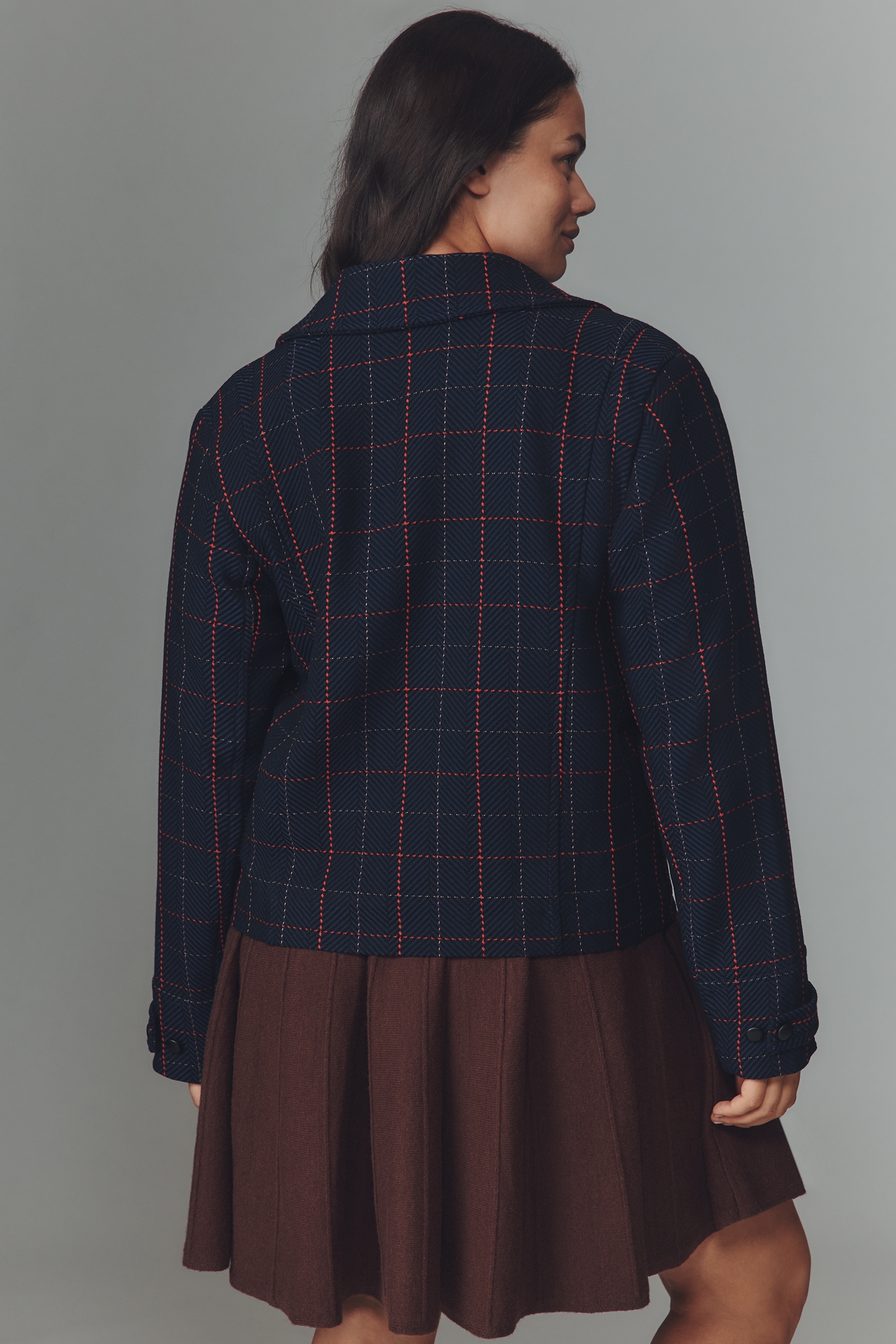@merricksart x Maeve Plaid Crop Blazer