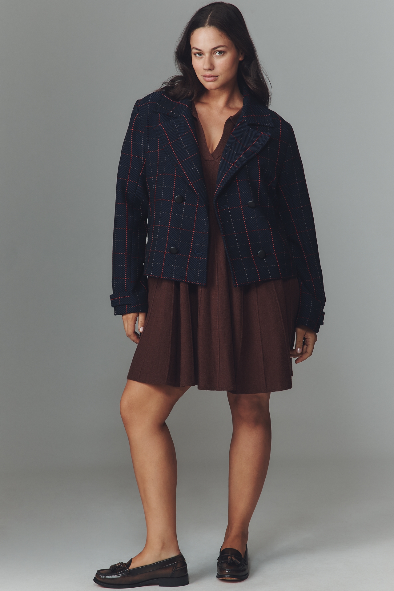 @merricksart x Maeve Plaid Crop Blazer