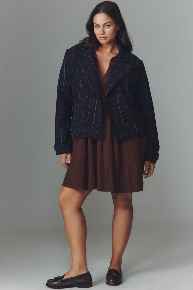 @merricksart x Maeve Plaid Crop Blazer #7
