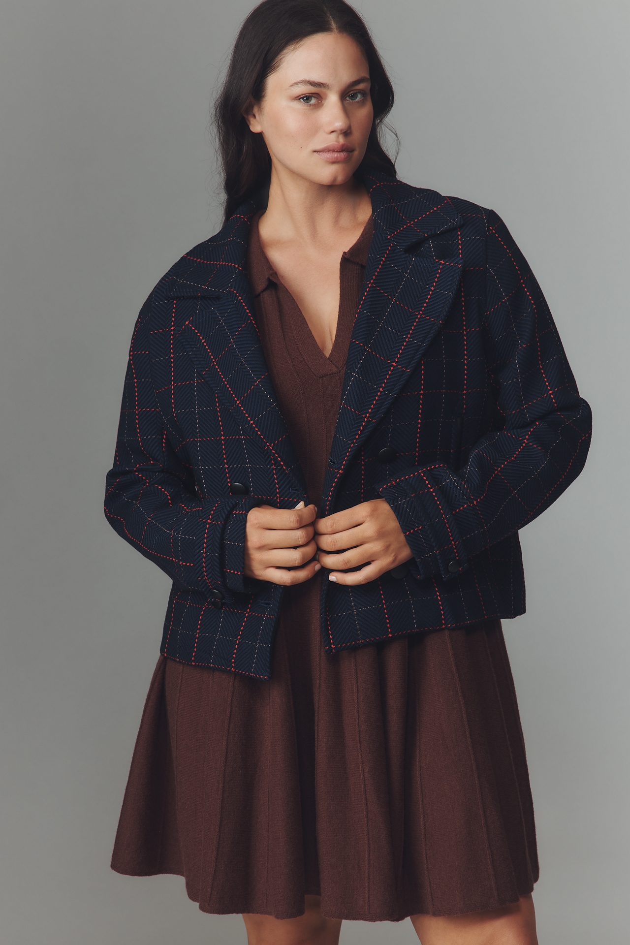 @merricksart x Maeve Plaid Crop Blazer