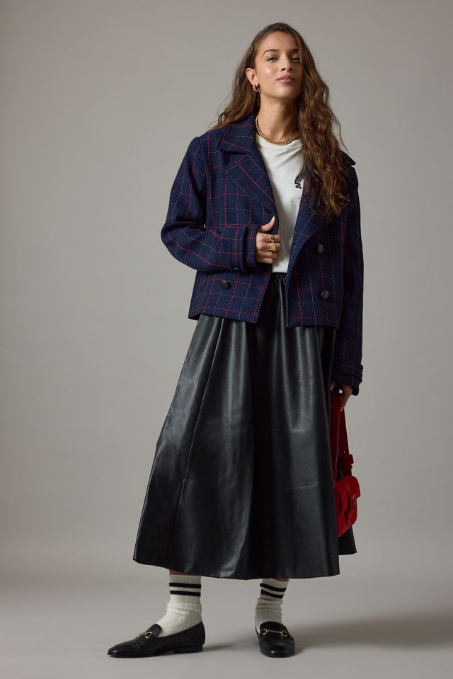 Maeve x Merrick Blazer court à carreaux blanc #4
