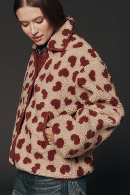 Maeve Heart-print Sherpa Fleece Jacket In Multi