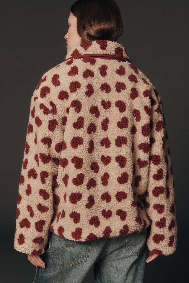 Maeve Heart-Print Sherpa Fleece Jacket #2