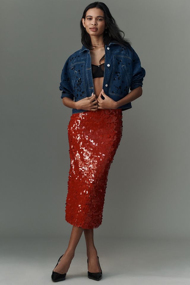 Pilcro Dolman-Sleeve Beaded & Sequin Denim Jacket #2