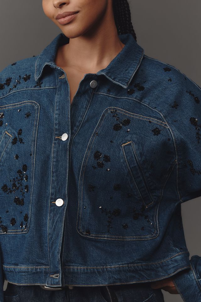 Pilcro Dolman-Sleeve Beaded & Sequin Denim Jacket #6