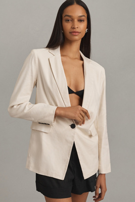 MAEVE THE TESSIE BLAZER BY MAEVE: LINEN EDITION JACKET 