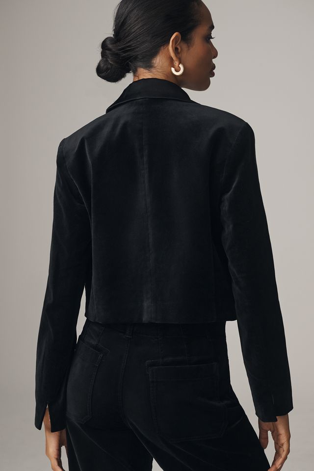 Maeve Velvet Crop Tux Blazer #1