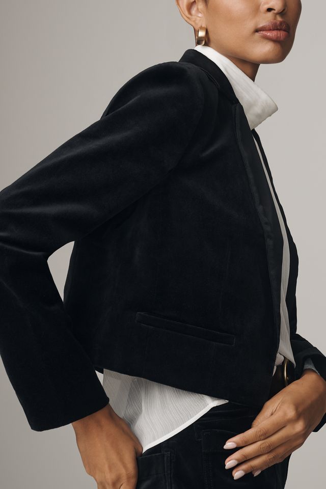 Maeve Velvet Crop Tux Blazer #2