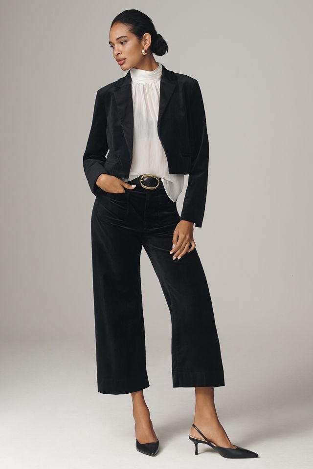 Maeve Velvet Crop Tux Blazer #3