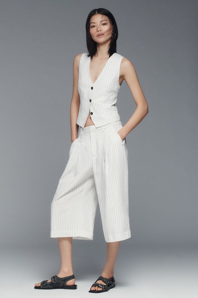 Gilet en lin mélangé à col V et boutons Maeve #2