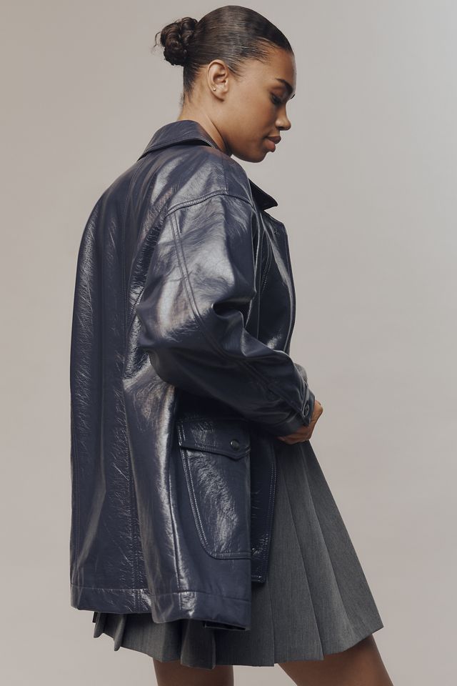Maeve Faux-Patent Leather Carabiner Jacket #4