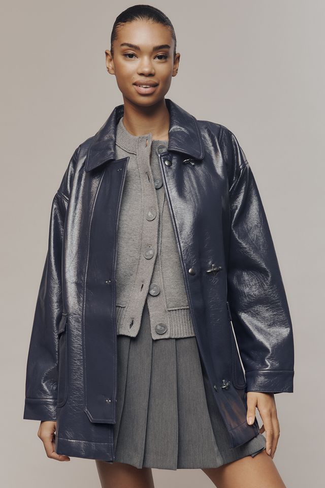 Maeve Faux-Patent Leather Carabiner Jacket #1