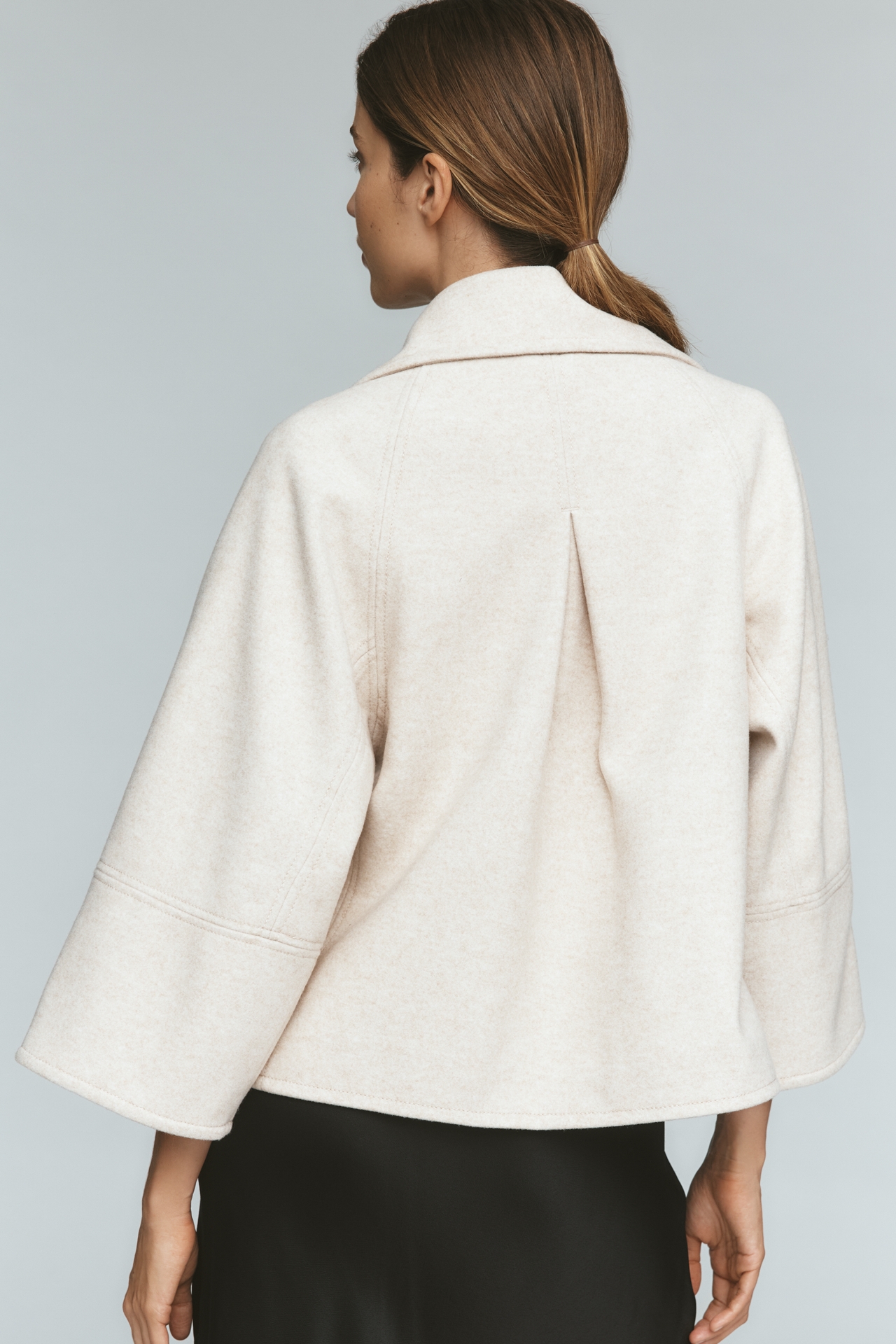 Maeve Cropped Swingy Wool-Blend Peacoat