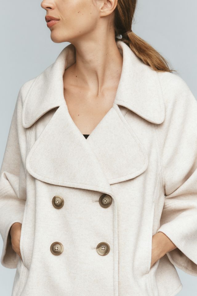 Maeve Cropped Swingy Wool-Blend Peacoat #3