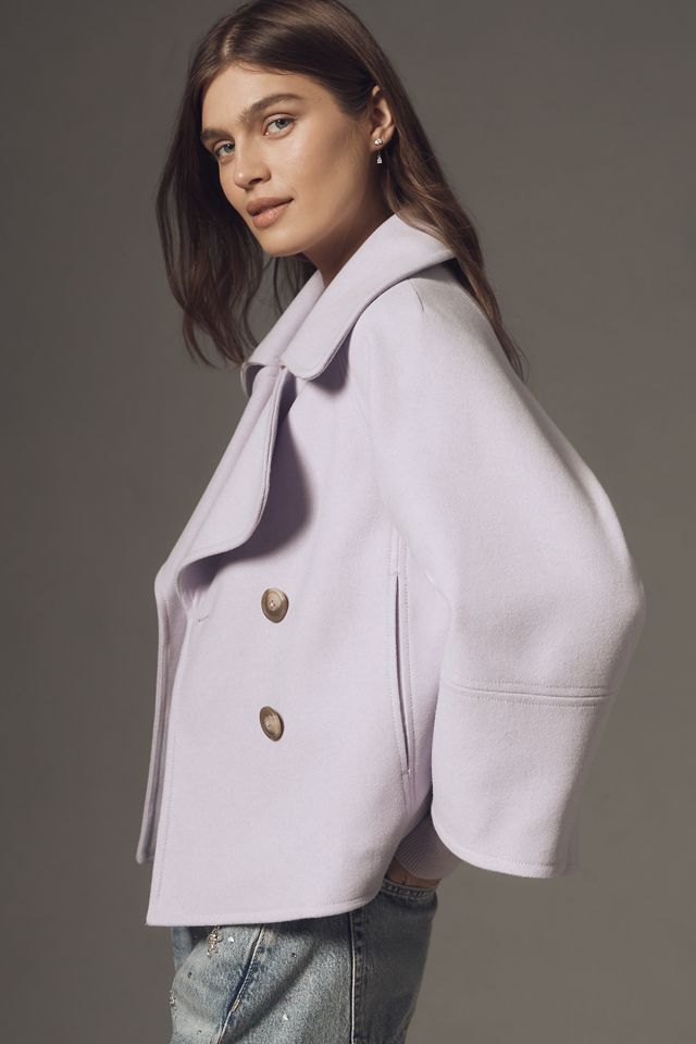 Maeve Cropped Swingy Wool-Blend Peacoat #2