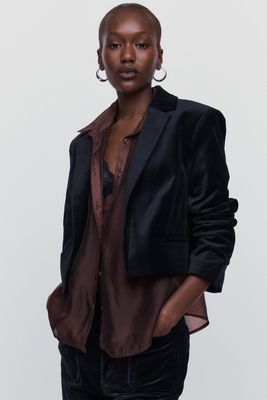 Maeve Cropped Tuxedo Blazer