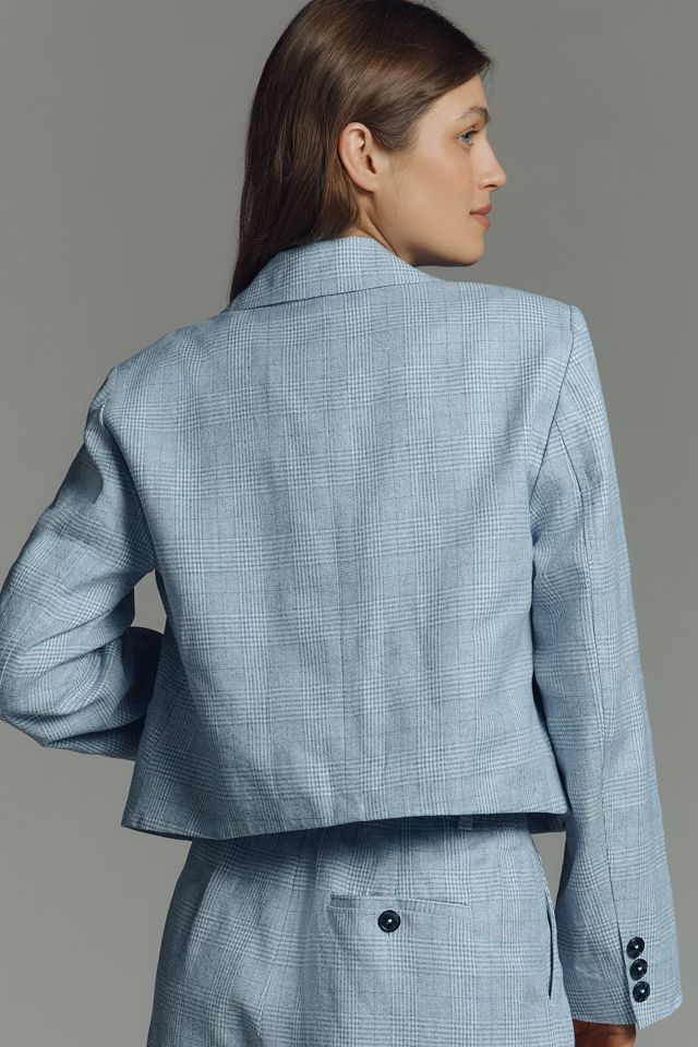 Maeve Boxy Plaid Crop Blazer #2