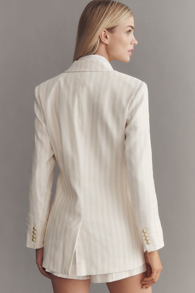 Derek Lam 10 Crosby Walter Linen Blend Double-Breasted Blazer #1
