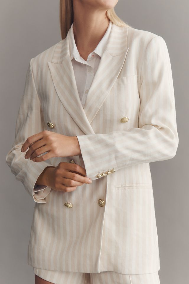 Derek Lam 10 Crosby Walter Linen Blend Double-Breasted Blazer #3