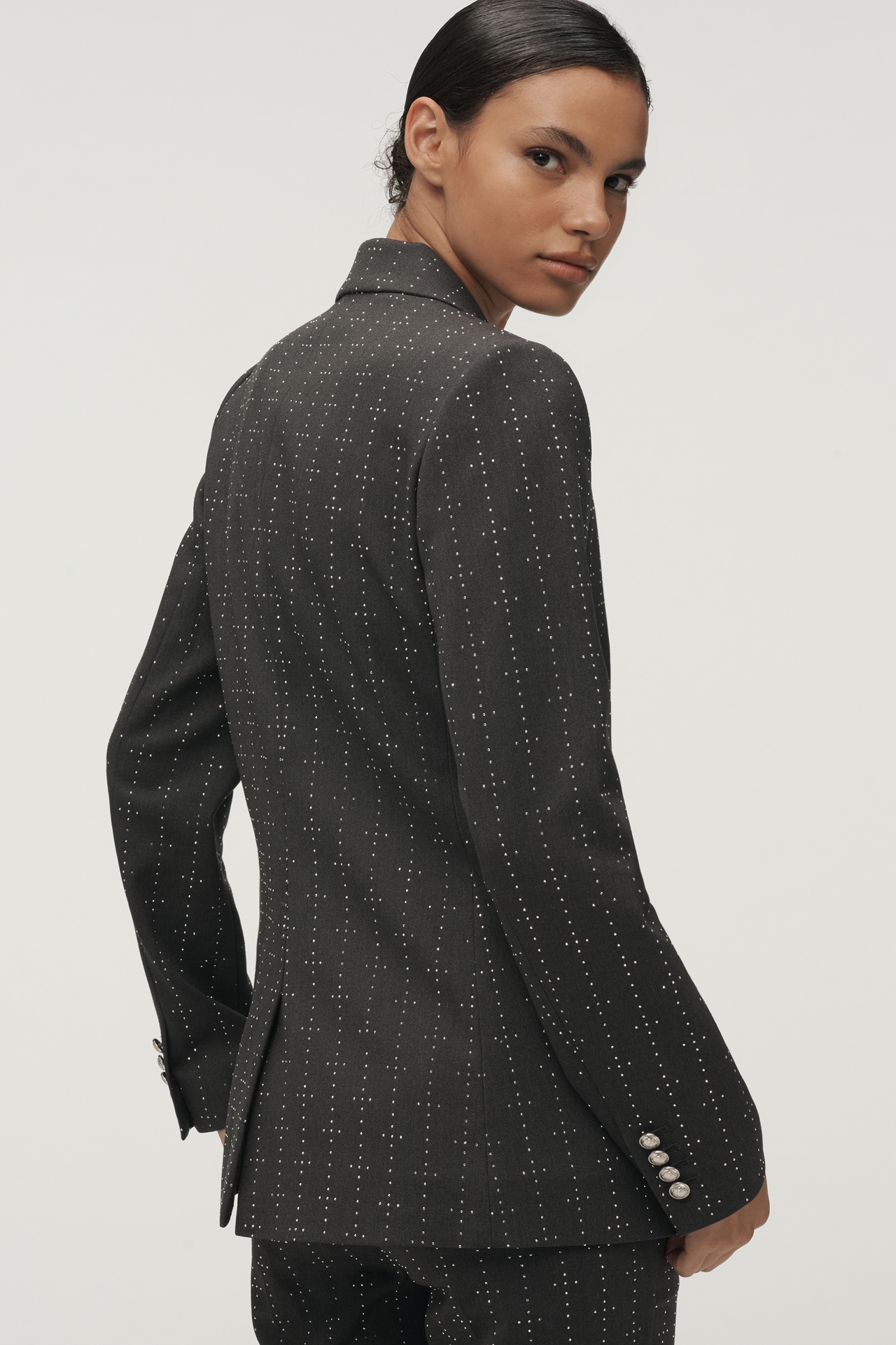 Derek Lam 10 Crosby Walter Rhinestone Stripe Double-Breasted Blazer