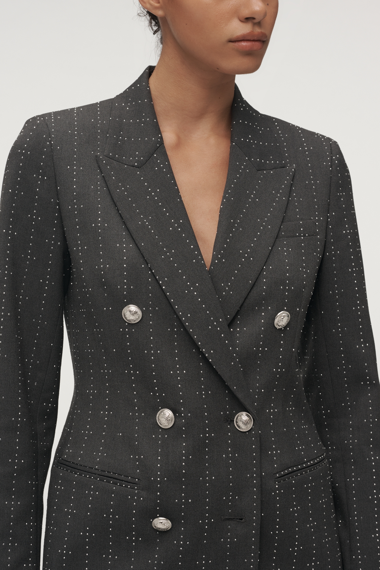 Derek Lam 10 Crosby Walter Rhinestone Stripe Double-Breasted Blazer