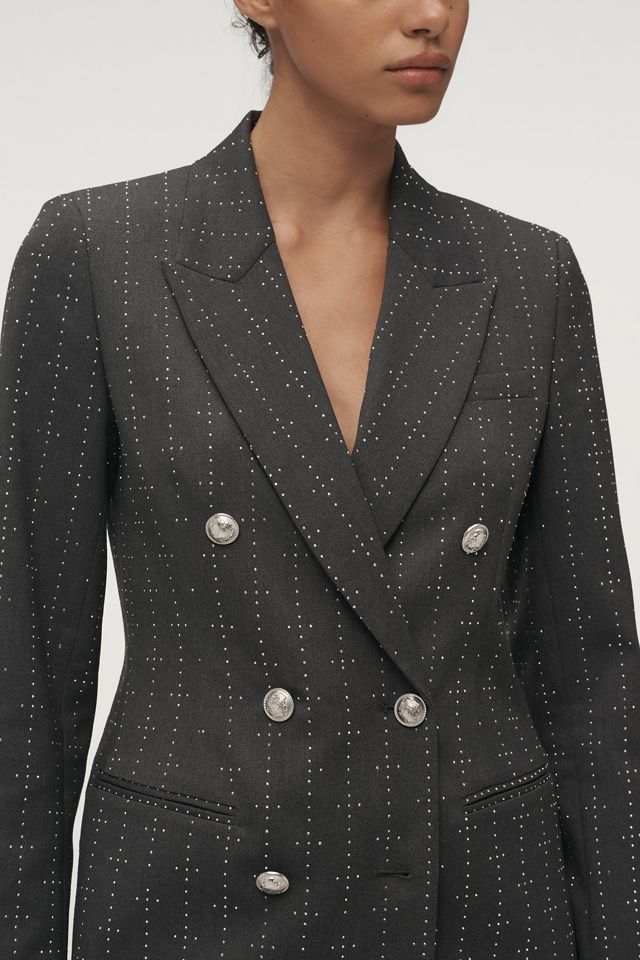 Derek Lam 10 Crosby Walter Rhinestone Stripe Double-Breasted Blazer #3