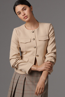 Derek Lam 10 Crosby Novessa Ruched-Sleeve Lady Jacket | Anthropologie