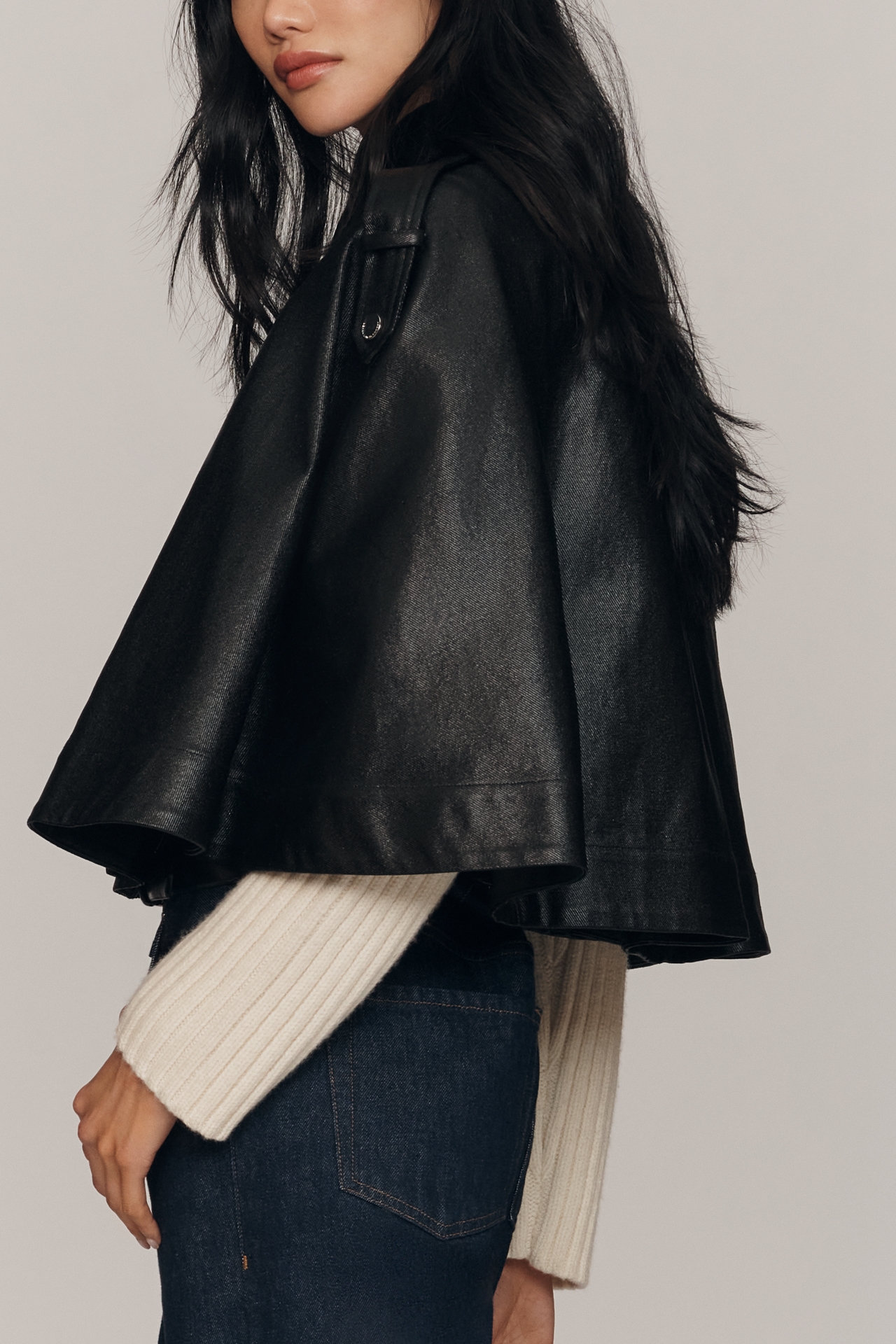 Derek Lam 10 Crosby Beatrix Coated Twill Cape Jacket