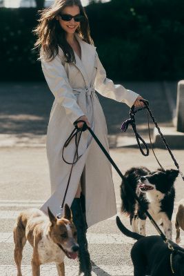 Shop By Anthropologie High-shine Trench Coat Jacket In White