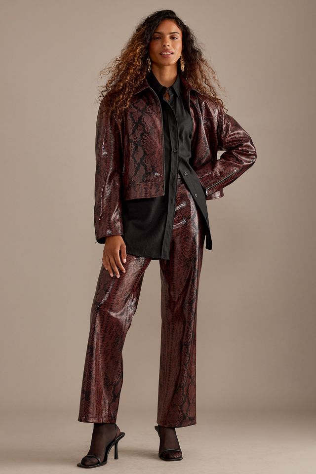 By Anthropologie Oxblood Snake Print Jacket #2