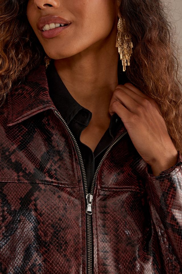 By Anthropologie Oxblood Snake Print Jacket #3