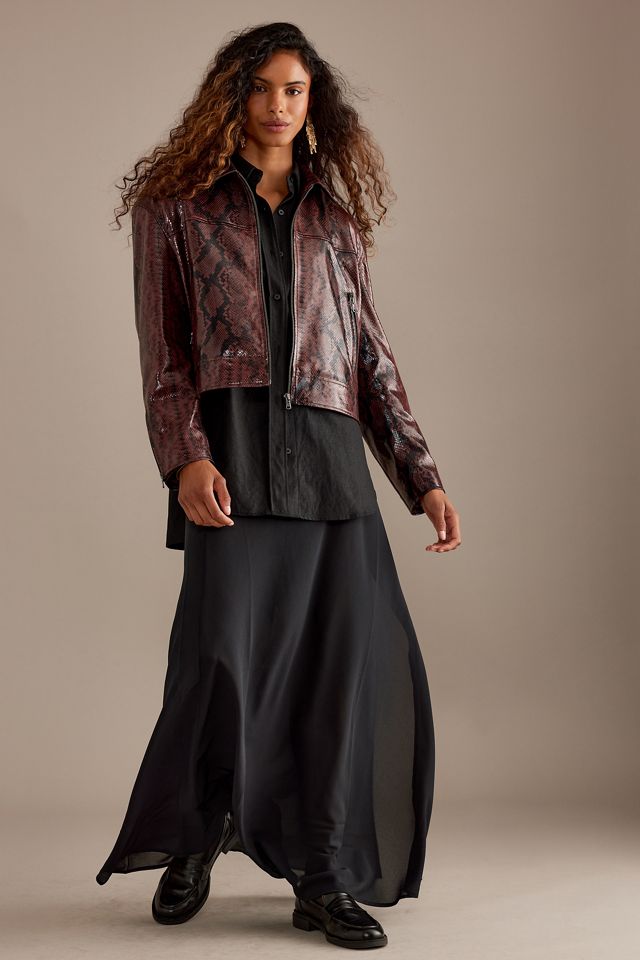By Anthropologie Oxblood Snake Print Jacket #4