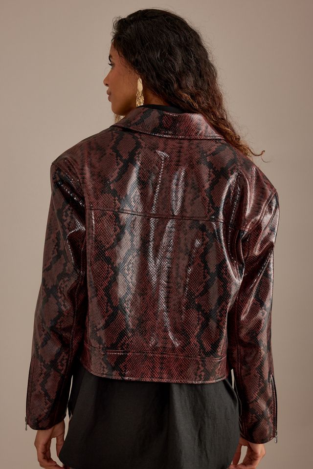 By Anthropologie Oxblood Snake Print Jacket #5