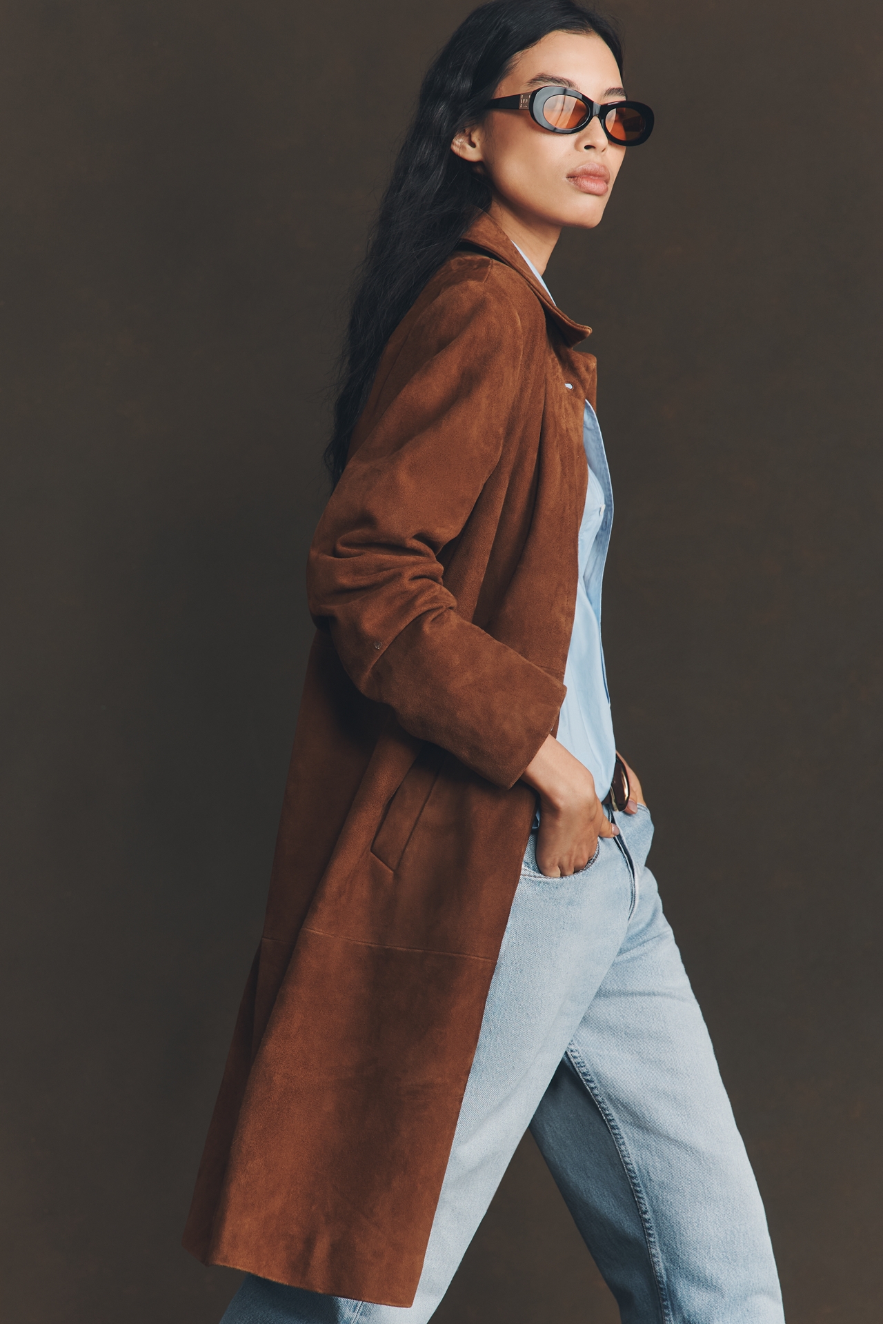 By Anthropologie Suede Car Coat