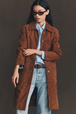 By Anthropologie Suede Car Coat