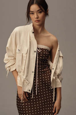 By Anthropologie Cinch-waist Shirt Jacket In White