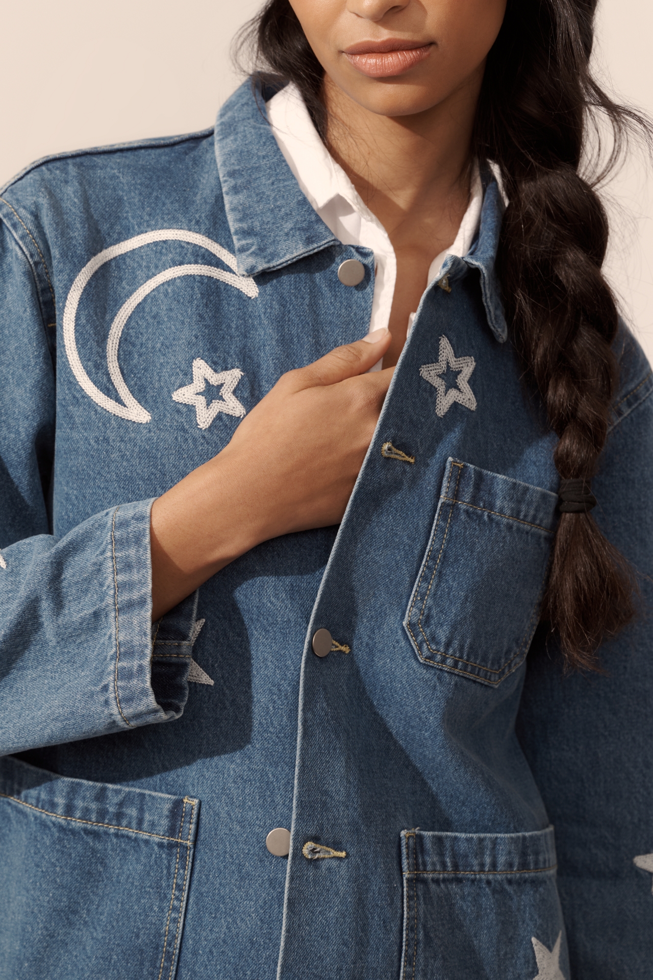 RAISONNEL Embroidered Denim Chore Jacket