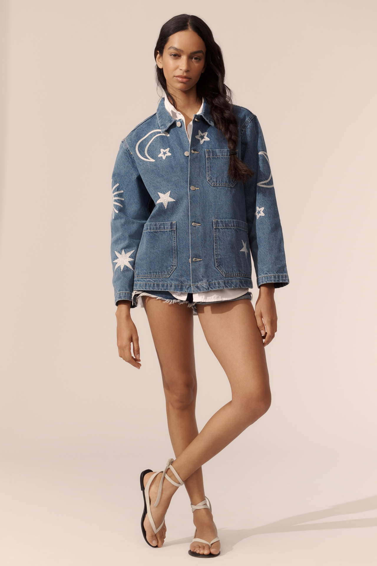 RAISONNEL Embroidered Denim Chore Jacket
