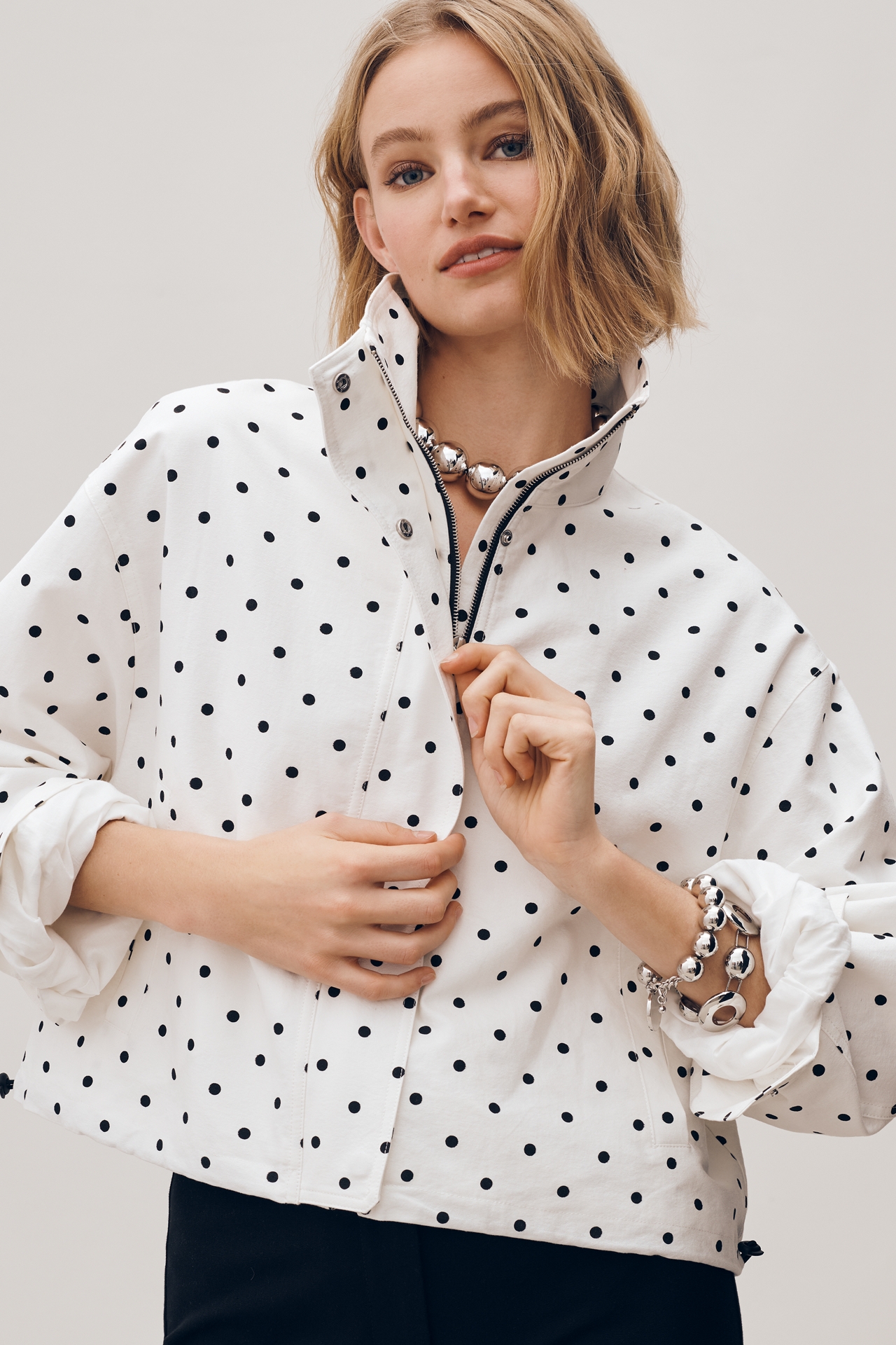 RAISONNEL Polka Dot Bomber Jacket