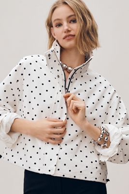 RAISONNEL Cotton Polka Dot Bomber Jacket 