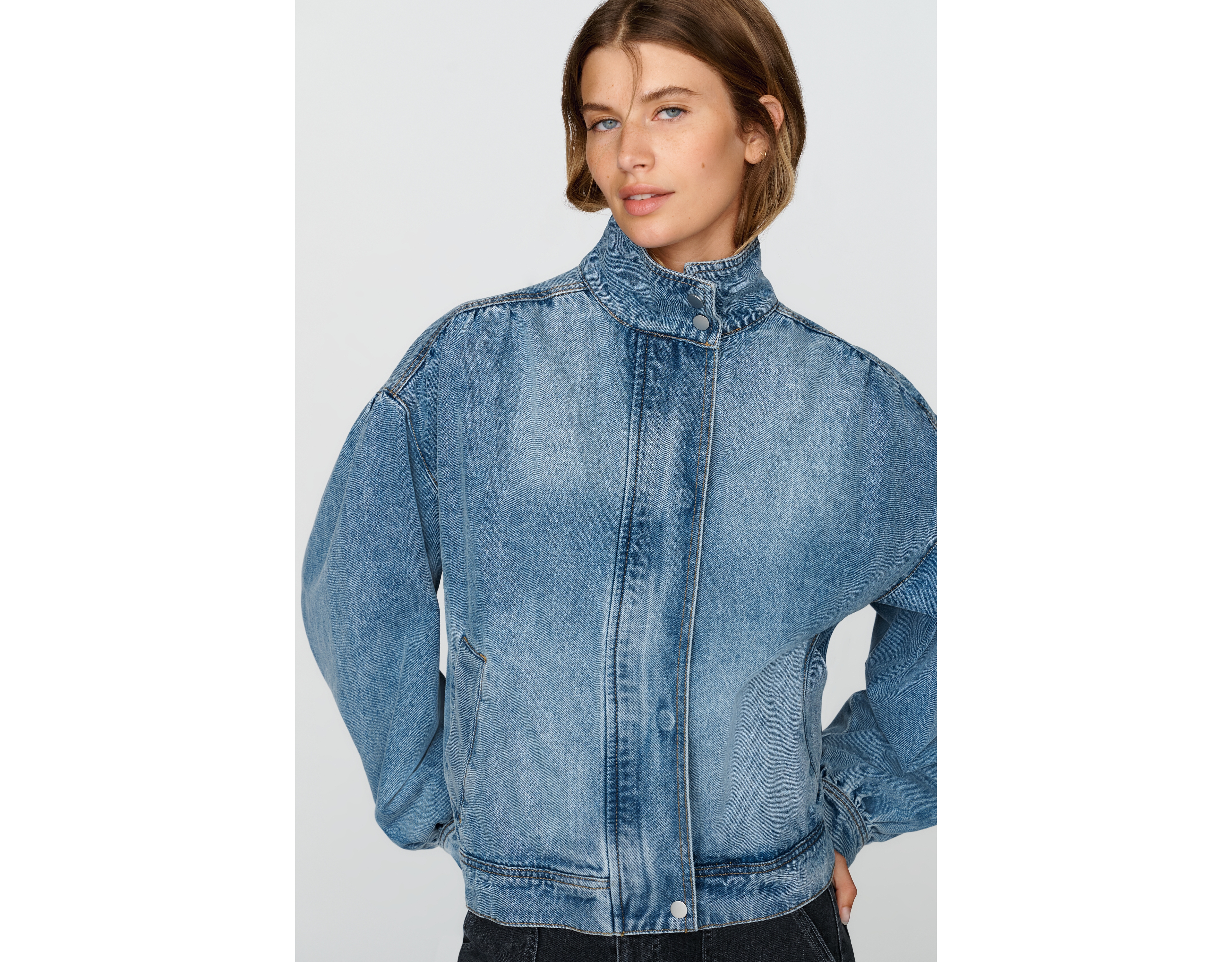 RAISONNEL Funnel Neck Denim Jacket
