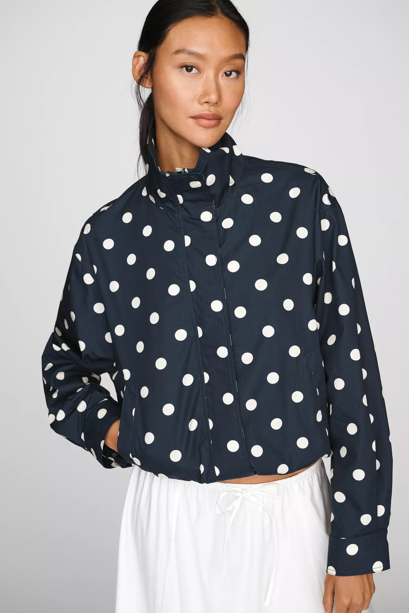 RAISONNEL Polka Dot Funnel Neck Jacket